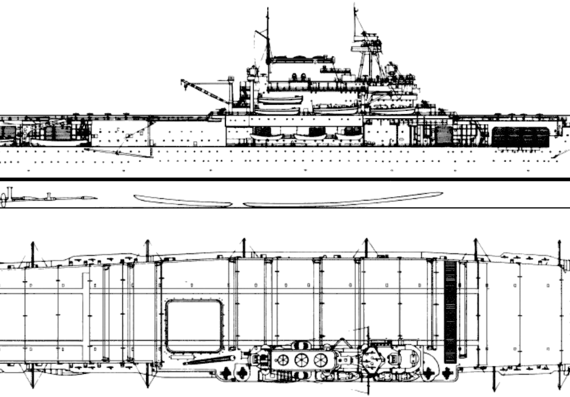 Авианосец USS CV-5 Yorktown 1940 [Aircraft Carrier] - чертежи, габариты, рисунки